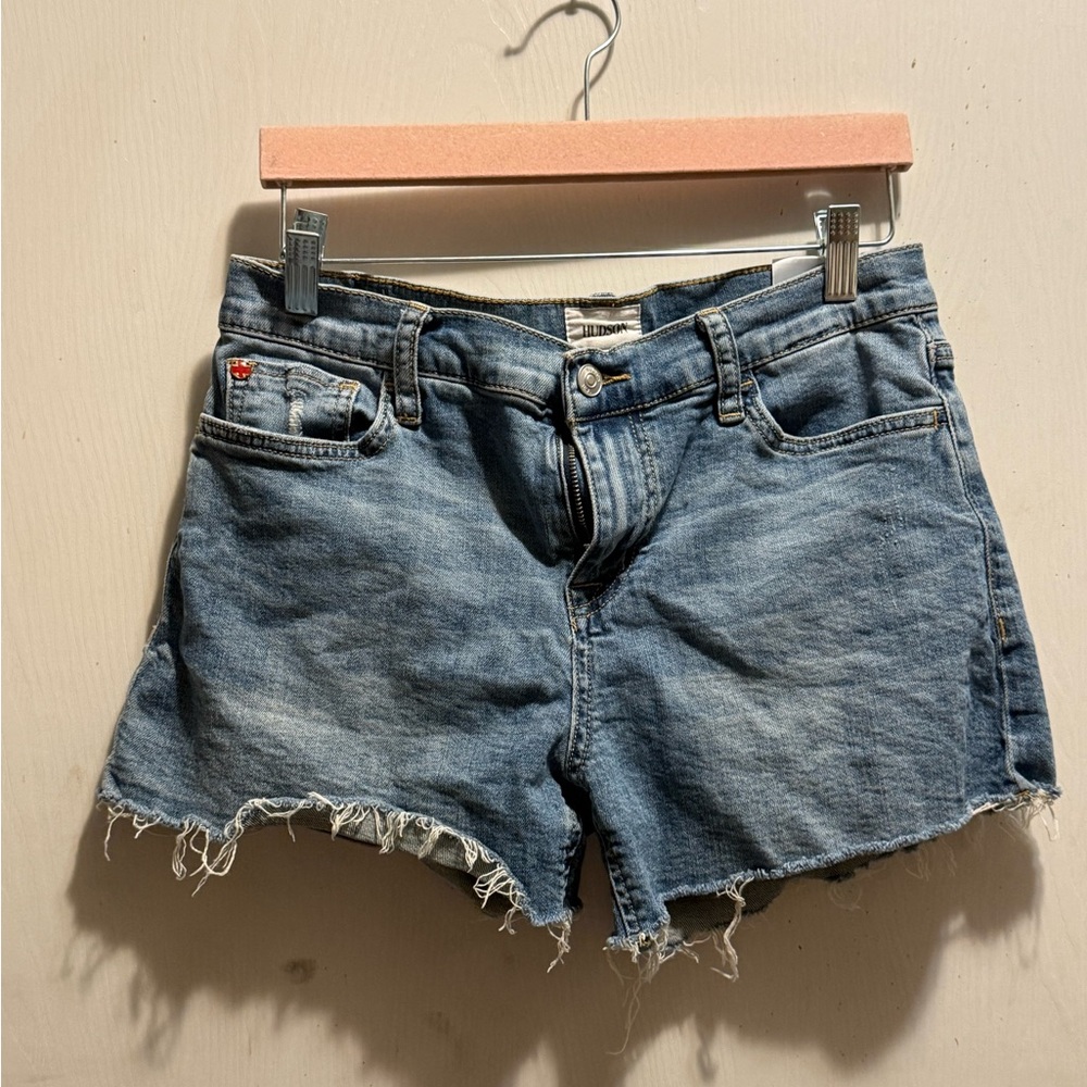 Grace Blue Jean Shorts with Frayed Hem